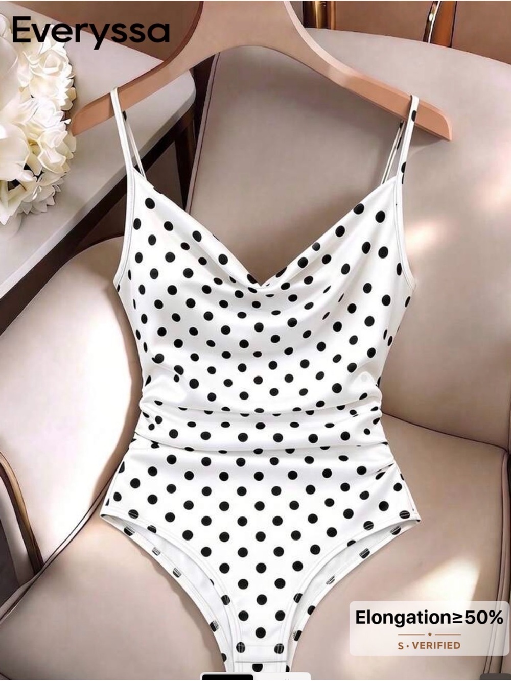 SHEIN White Polka Dot Spaghetti Strap Bodysuit